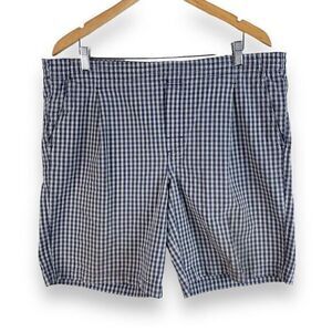 Vintage 90s Eddie Bauer‎ Plaid Shorts Mens 40 Elastic Waist Cotton Blue Casual